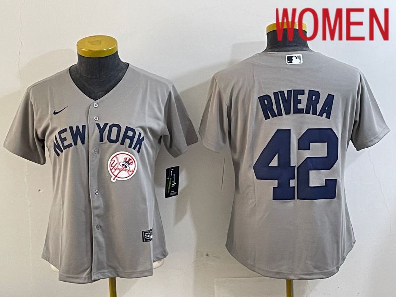 Women New York Yankees 42 Rivera Grey Game Nike 2024 MLB Jersey style 3